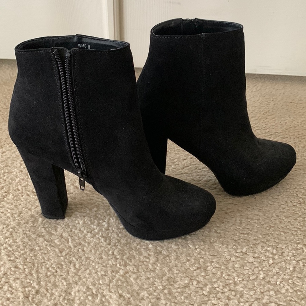 Black suede booties